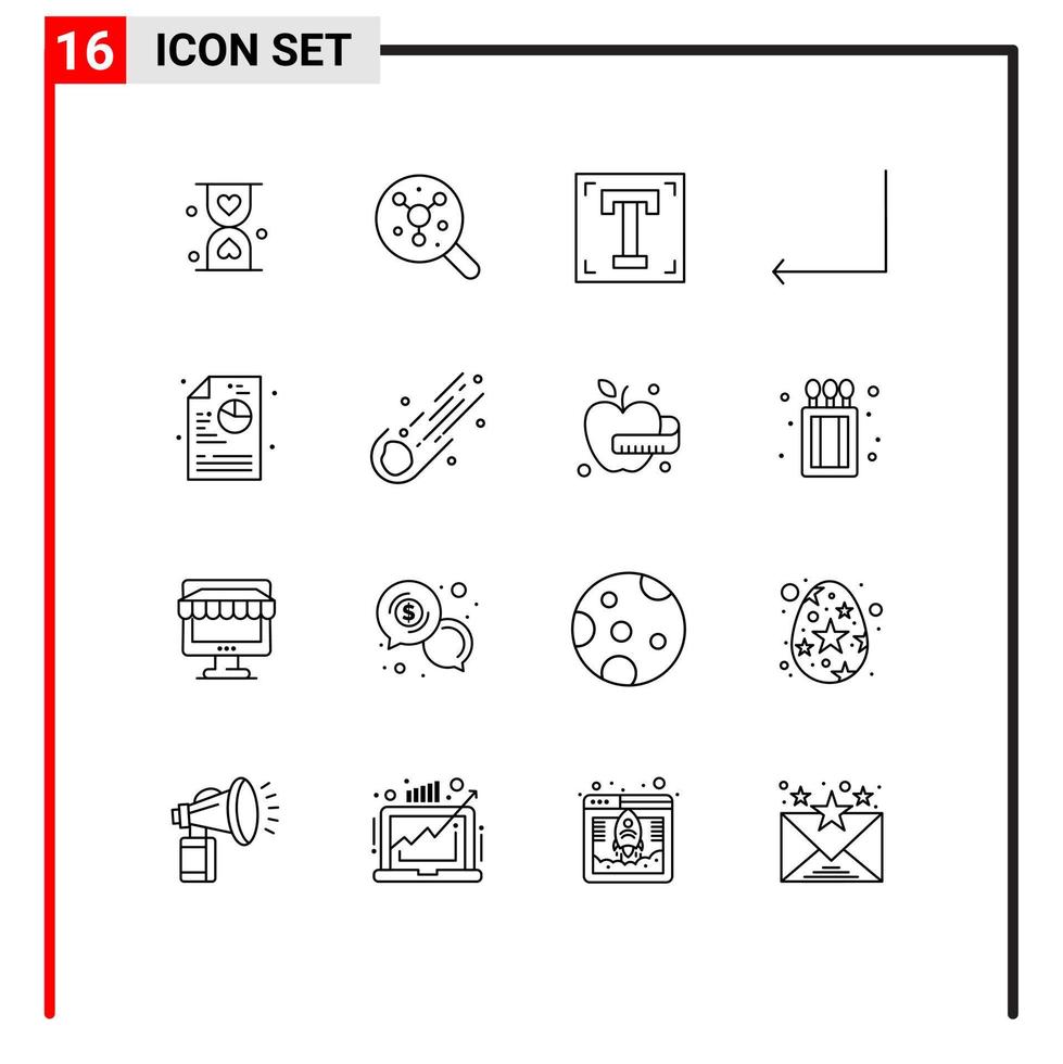 grupo de 16 esboza signos y símbolos para elementos de diseño de vectores editables del programa de flecha de ciencia trasera creativa