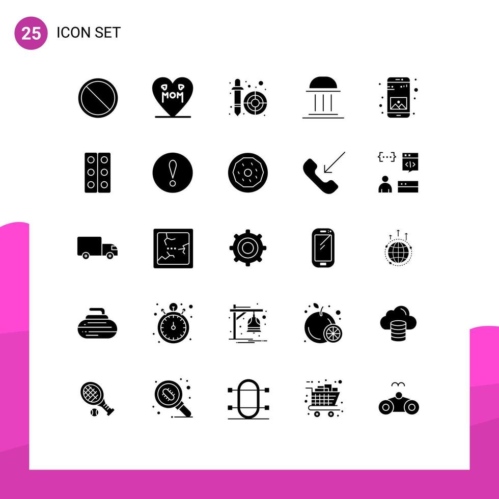 Universal Icon Symbols Group of 25 Modern Solid Glyphs of app column color picker building architecture Editable Vector Design Elements