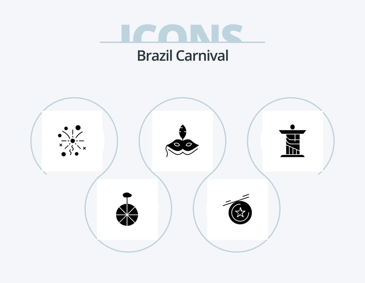 Brazil Carnival Glyph Icon Pack 5 Icon Design. brazilian. celebration. medal. light. celebration vector
