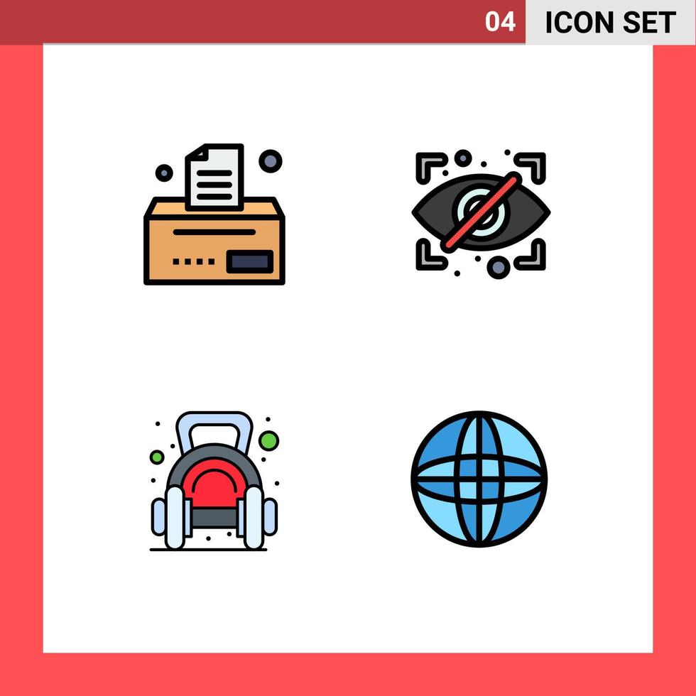 4 Creative Icons Modern Signs and Symbols of bill weight block security gym Editable Vector Design Elements