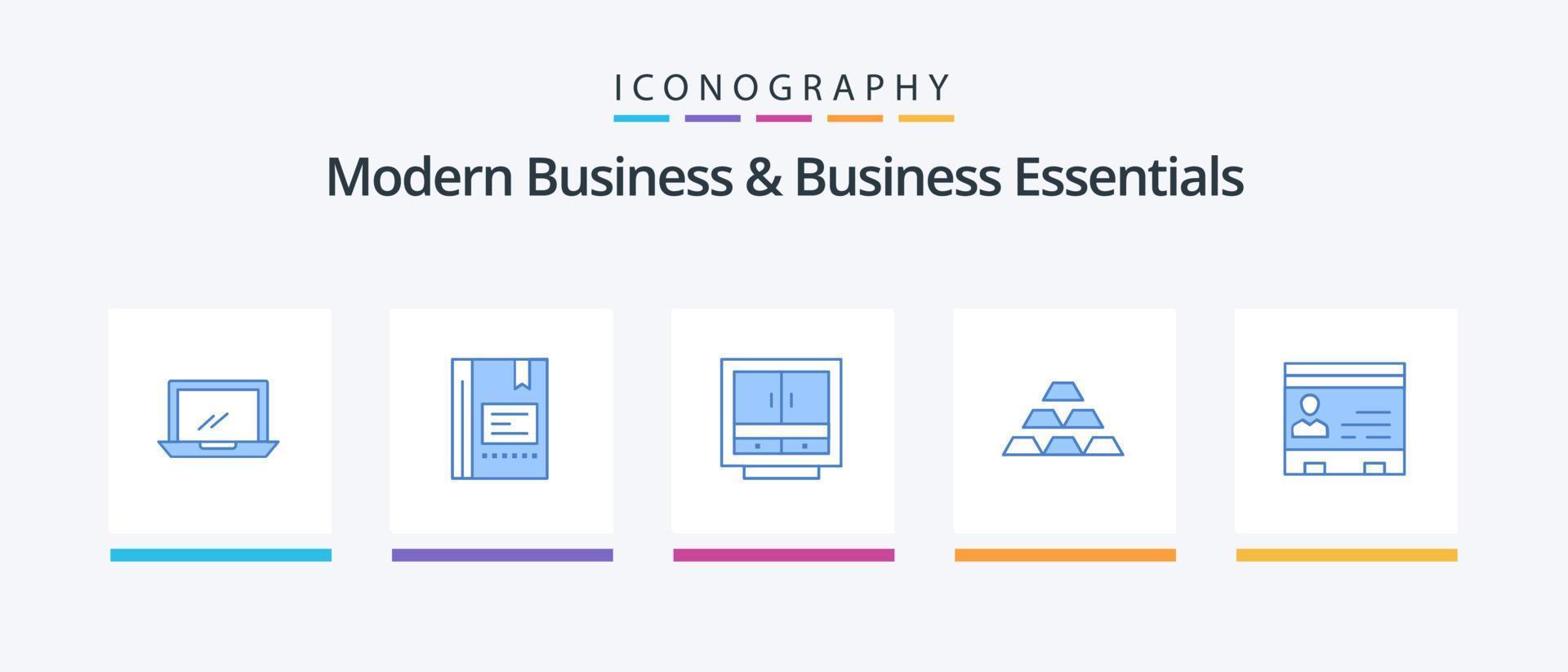 Modern Business And Business Essentials Blue 5 Icon Pack Including office. files. favorite. drawer. cabinet. Creative Icons Design vector