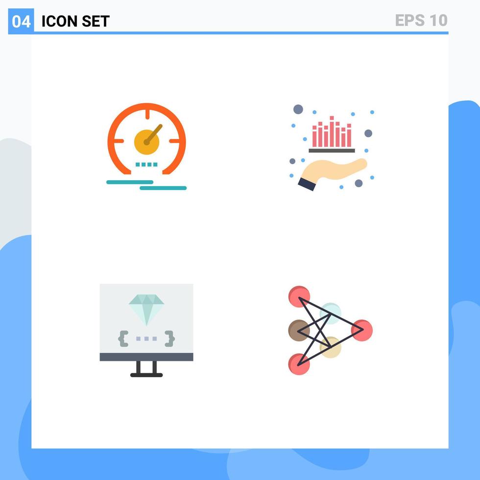 4 Creative Icons Modern Signs and Symbols of gauge wealth speed investment computer Editable Vector Design Elements