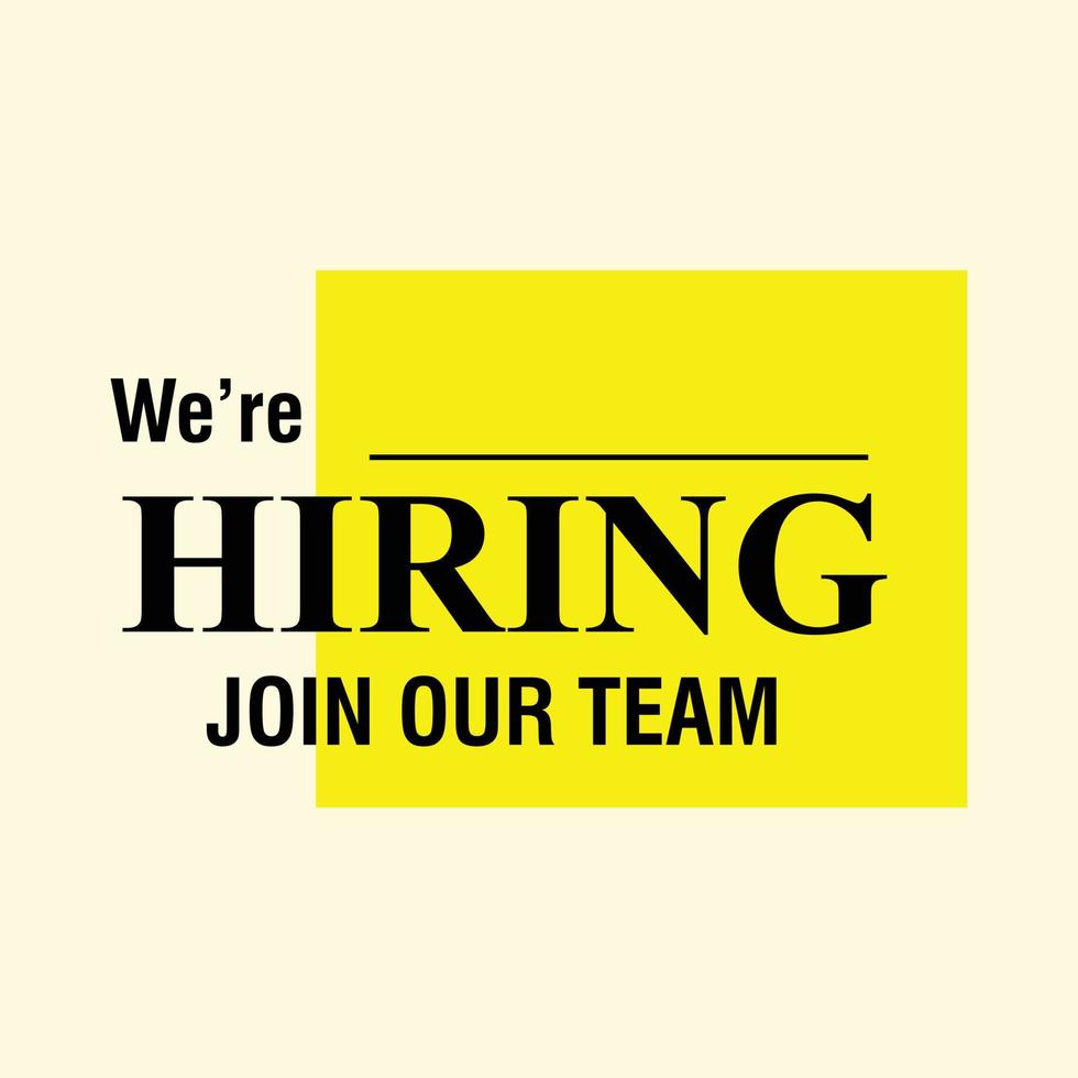 we are Hiring recruitment open vacancy design lettering vector