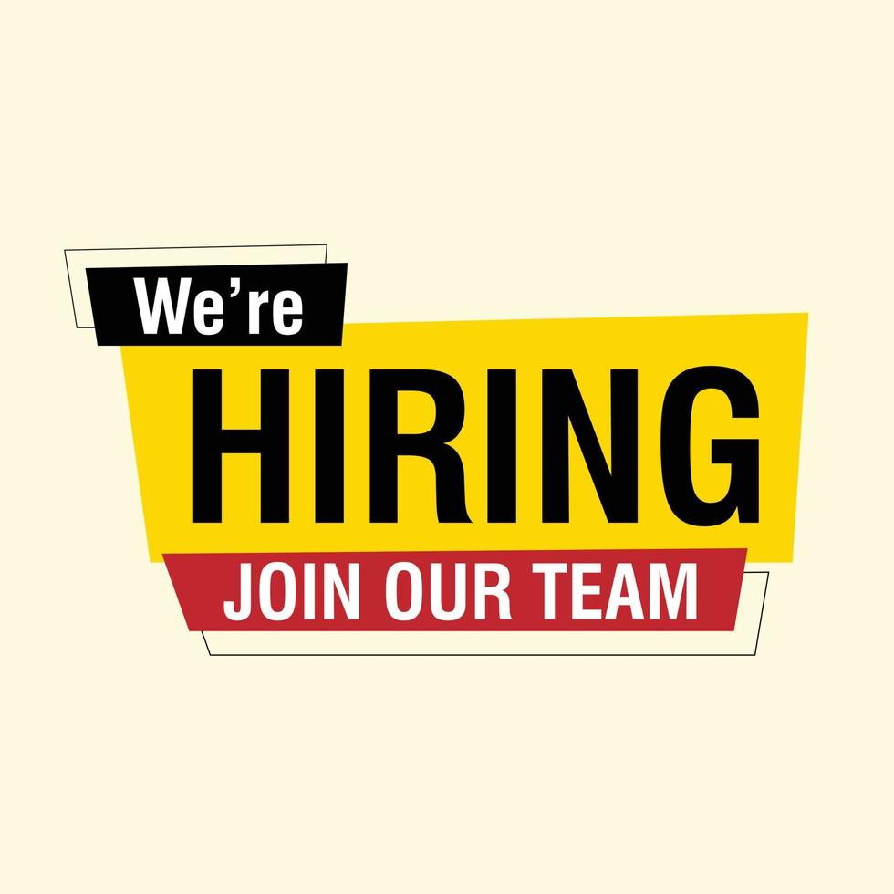 we are Hiring recruitment open vacancy design lettering vector