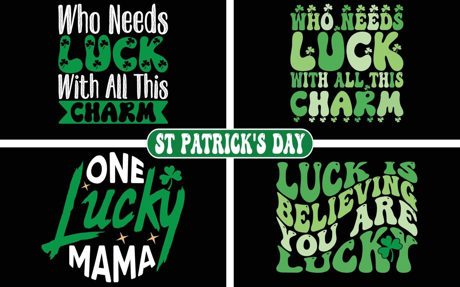 St Patrick's Day Typography Quotes SVG Vector Designs Bundle