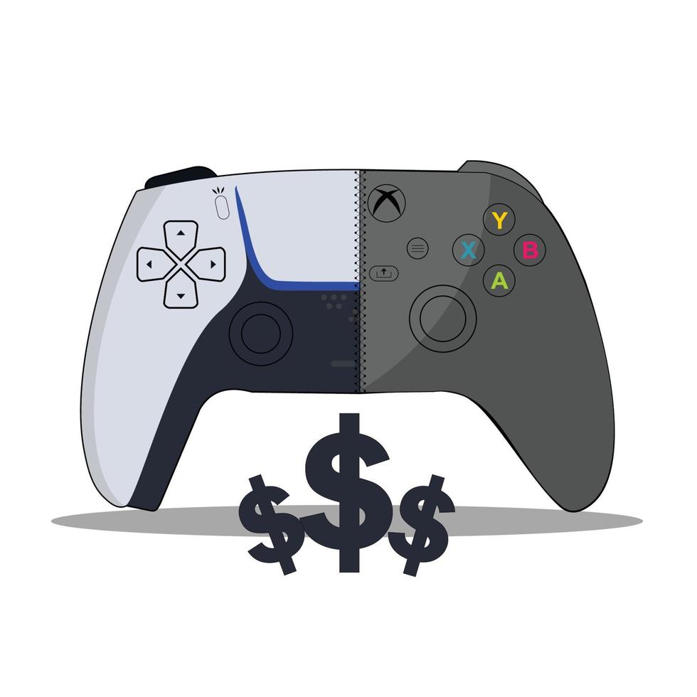 playstation vs xbox, ilustración de gamepad vector