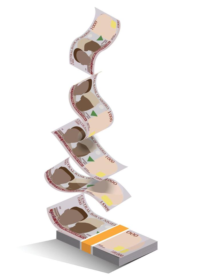 Vector illustration of Nigerian naira notes flying. scalable and editable eps