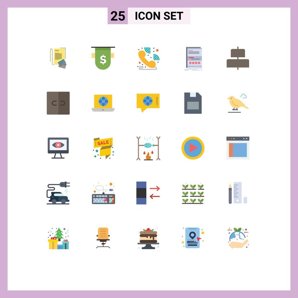 User Interface Pack of 25 Basic Flat Colors of align page finance internet browser Editable Vector Design Elements