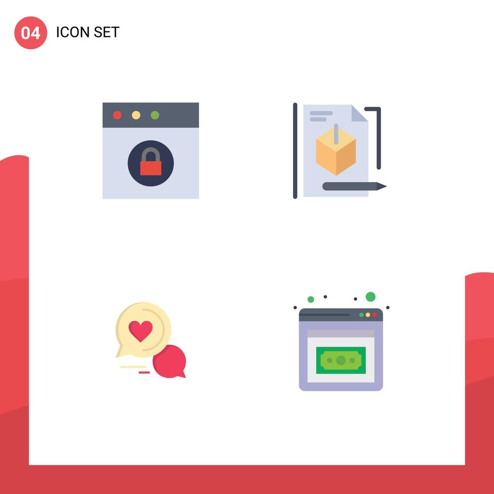 User Interface Pack of 4 Basic Flat Icons of app sms file technology couple chat Editable Vector Design Elements