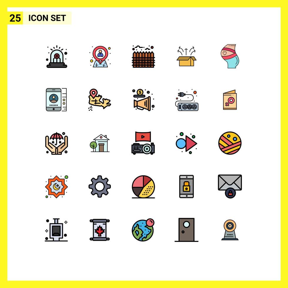 Set of 25 Modern UI Icons Symbols Signs for product launch resources box boundary Editable Vector Design Elements