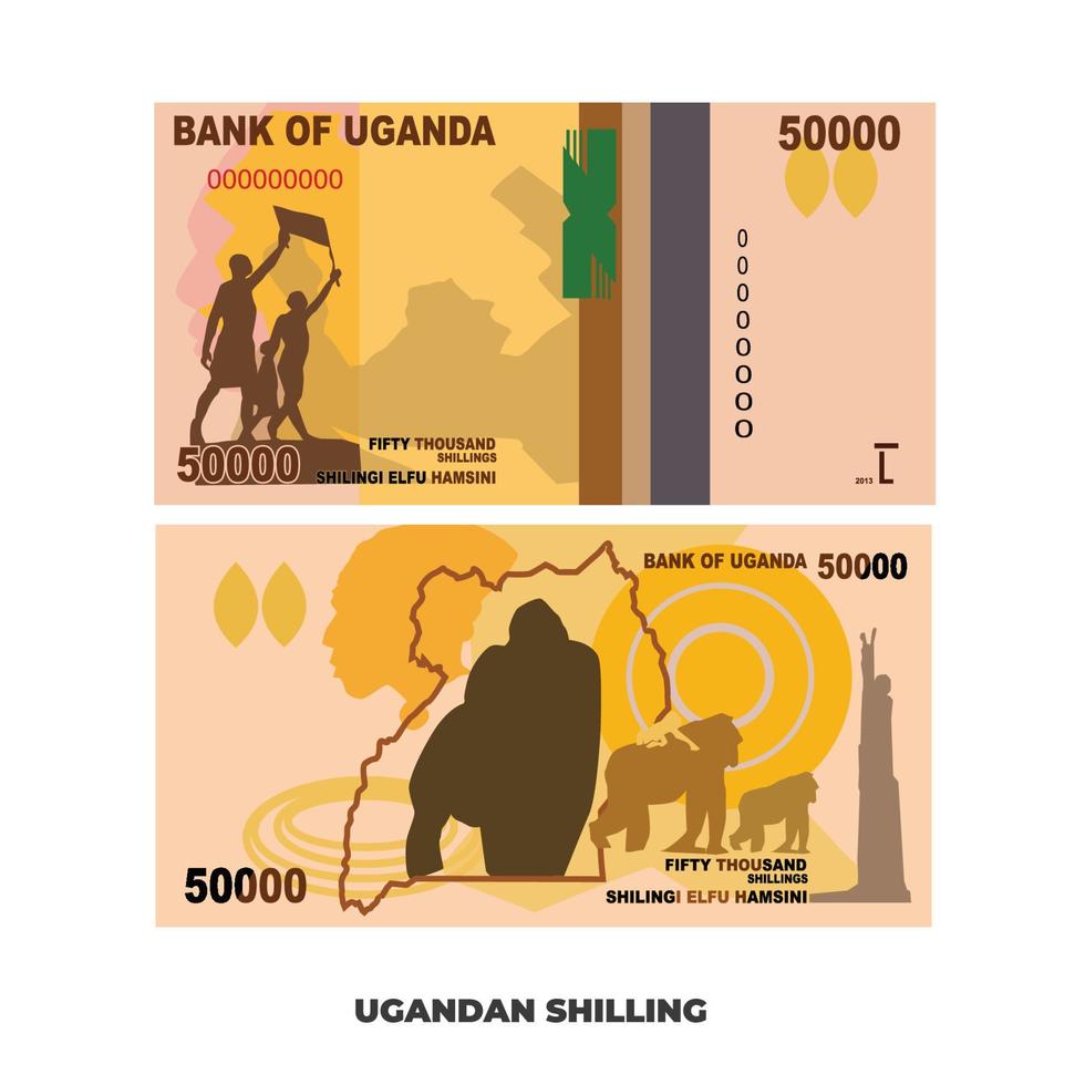 ilustración vectorial de 50000 chelines ugandeses nota aislada sobre fondo blanco, eps escalable y editable vector
