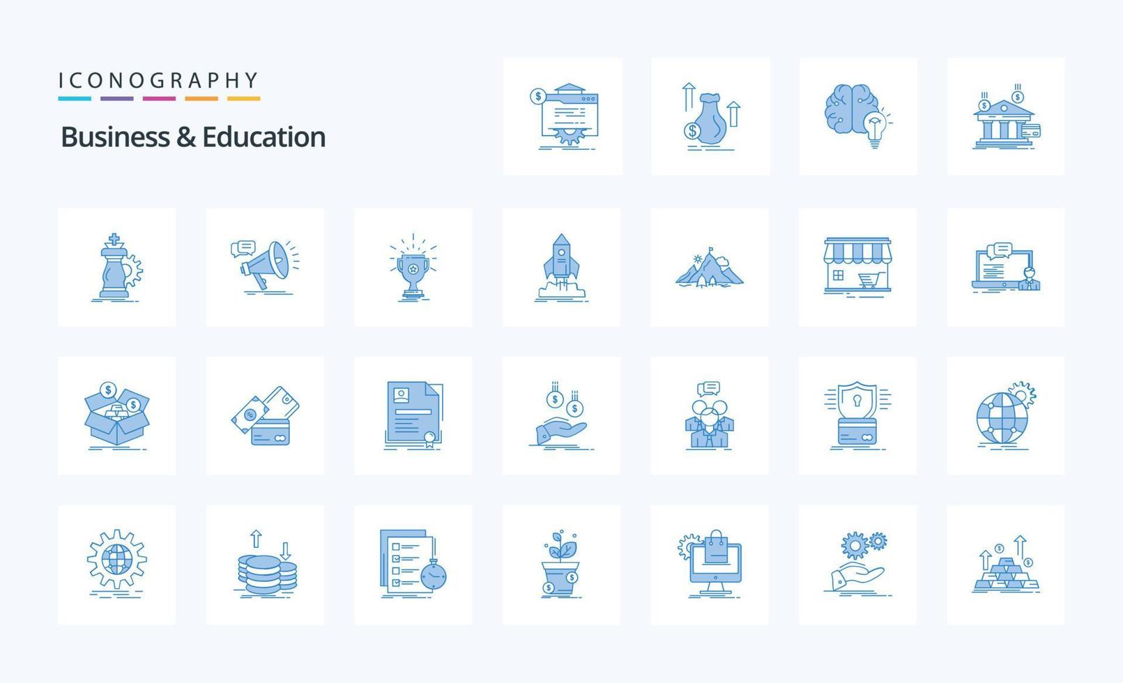 25 Business And Education Blue icon pack vector