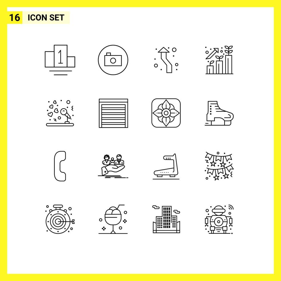Pack of 16 creative Outlines of music marriage up profit career Editable Vector Design Elements