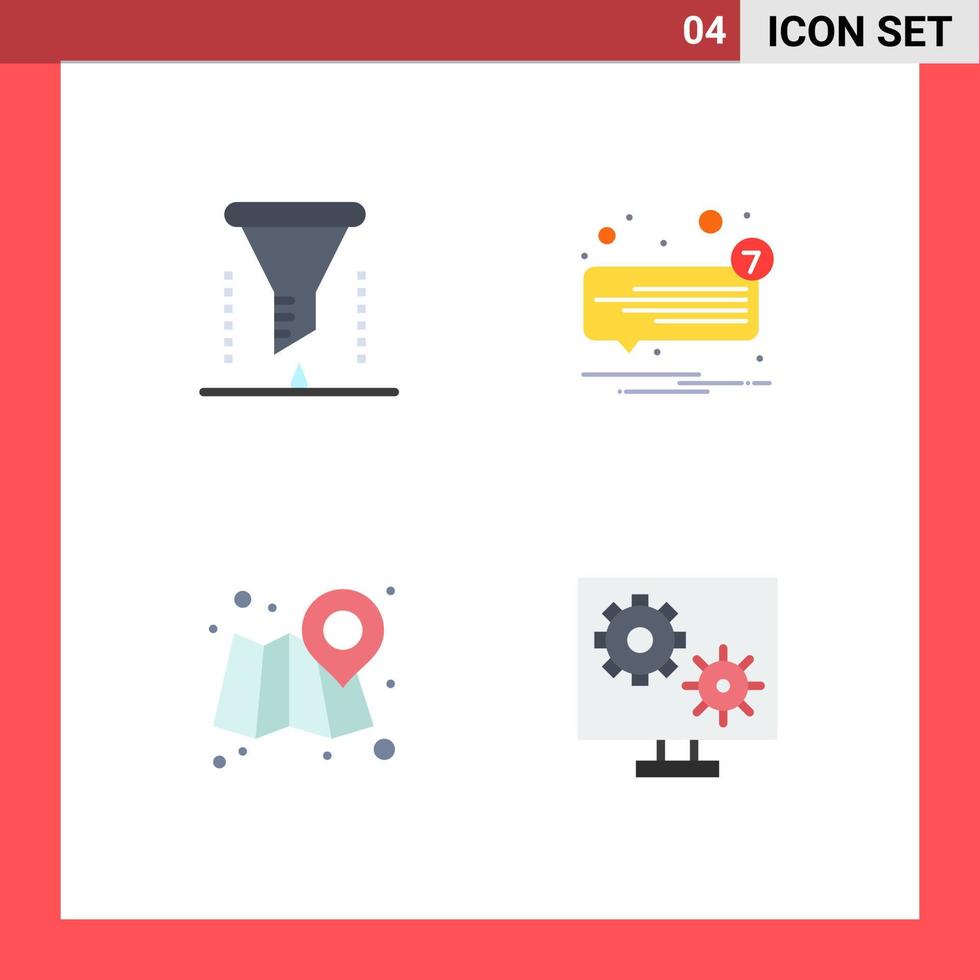 4 Universal Flat Icons Set for Web and Mobile Applications chemical analysis unread filter message location Editable Vector Design Elements