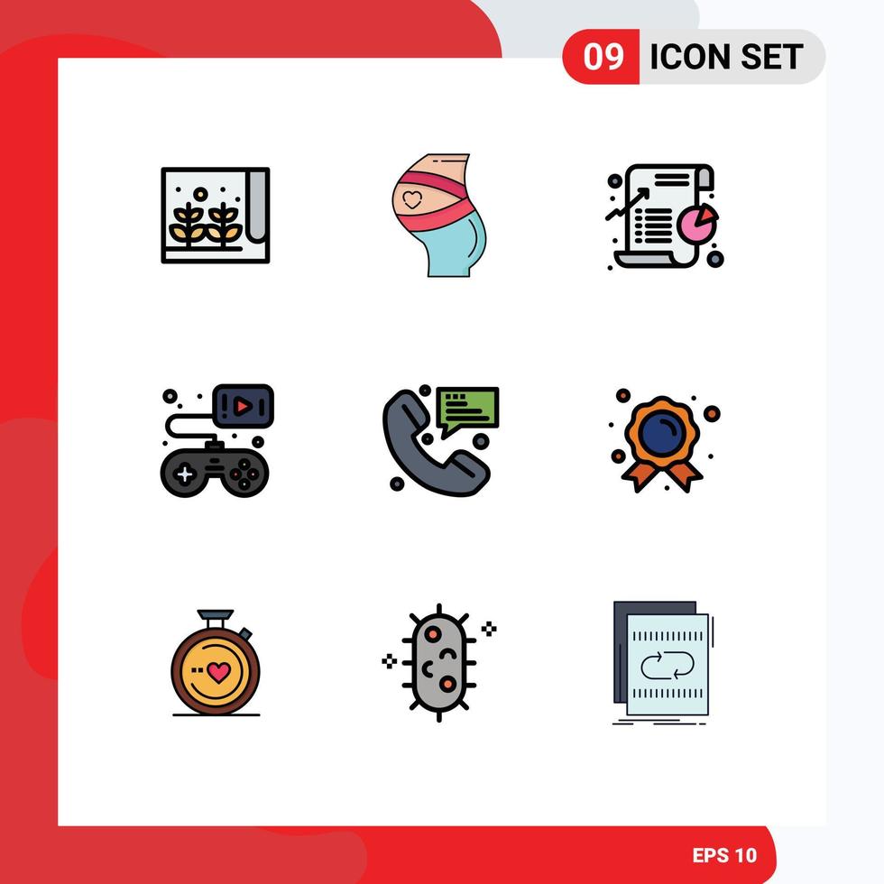 Stock Vector Icon Pack of 9 Line Signs and Symbols for video game game women controller pie Editable Vector Design Elements