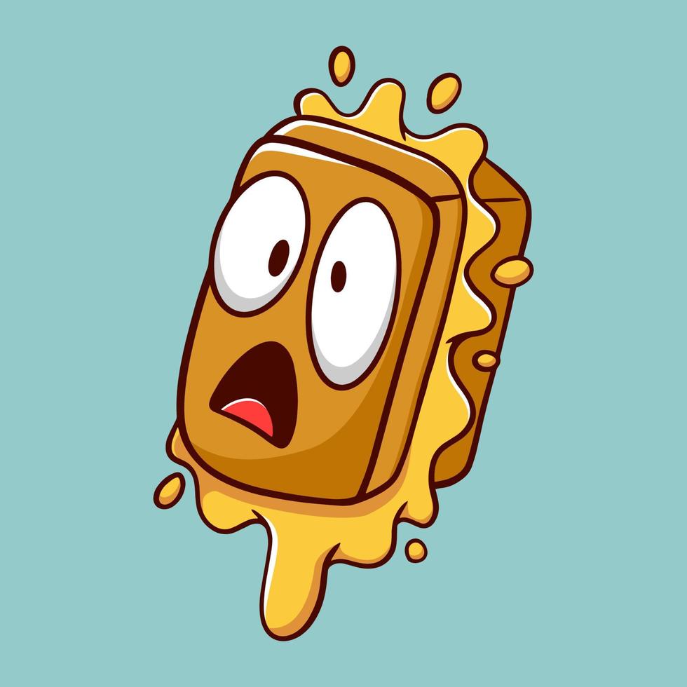 Grilled cheese sandwich cartoon character, grilled cheese mascot vector