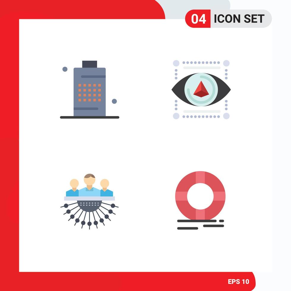 Group of 4 Modern Flat Icons Set for battery allocation phone gadget human Editable Vector Design Elements