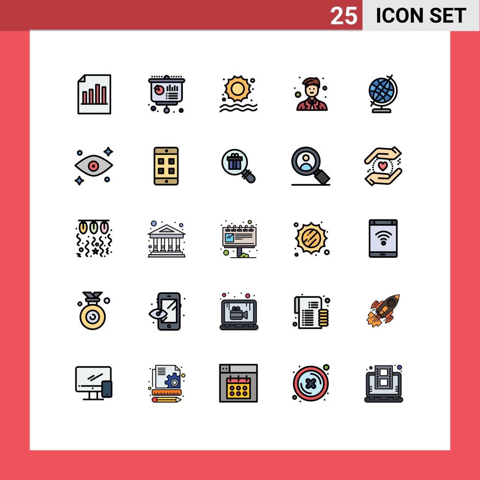 User Interface Pack of 25 Basic Filled line Flat Colors of education site financial man swimming Editable Vector Design Elements