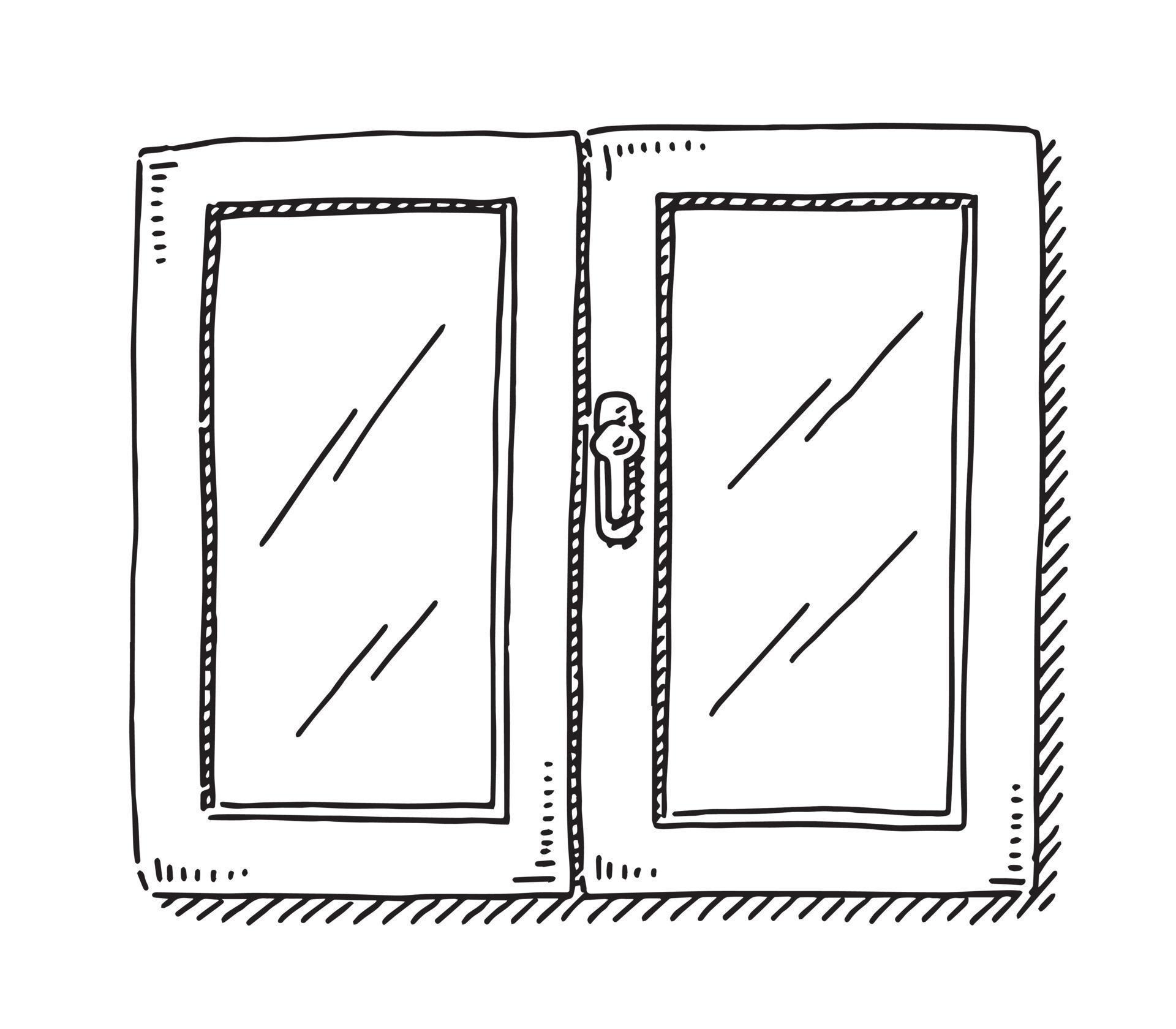 Handdrawn vector drawing of a Closed Window Symbol. BlackandWhite