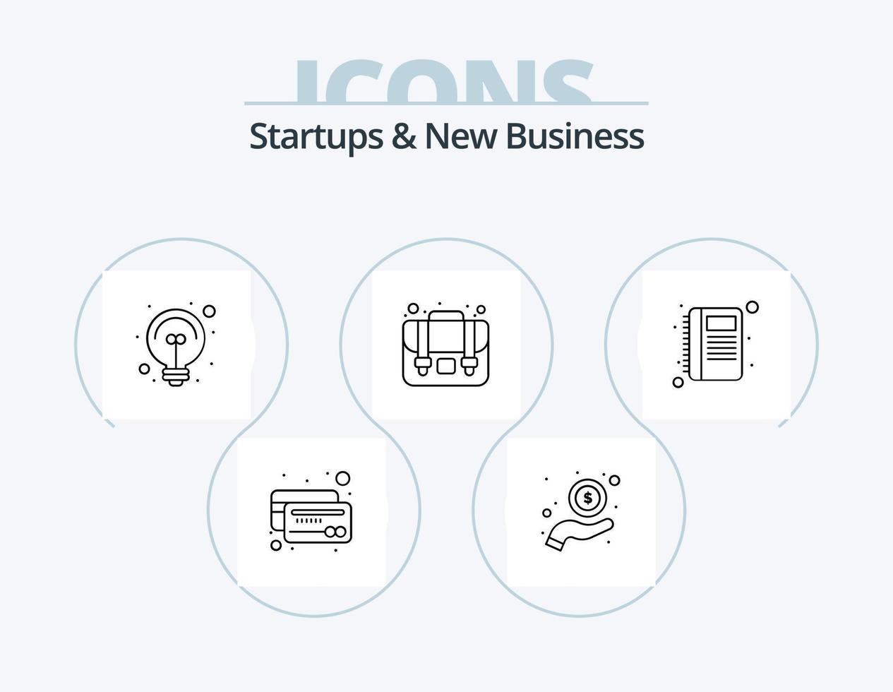 Startups And New Business Line Icon Pack 5 Icon Design. case. bag. box. ways. path vector