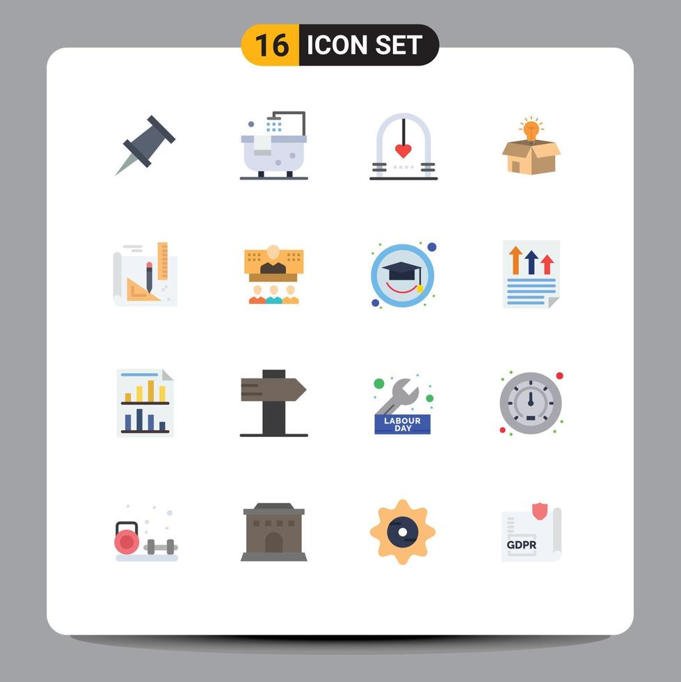 Stock Vector Icon Pack of 16 Line Signs and Symbols for drawing bulb love solution business Editable Pack of Creative Vector Design Elements