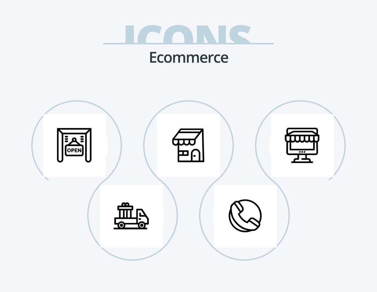 paquete de iconos de línea de comercio electrónico 5 diseño de iconos. compras. regalo. carro. agregar. comercio electrónico vector