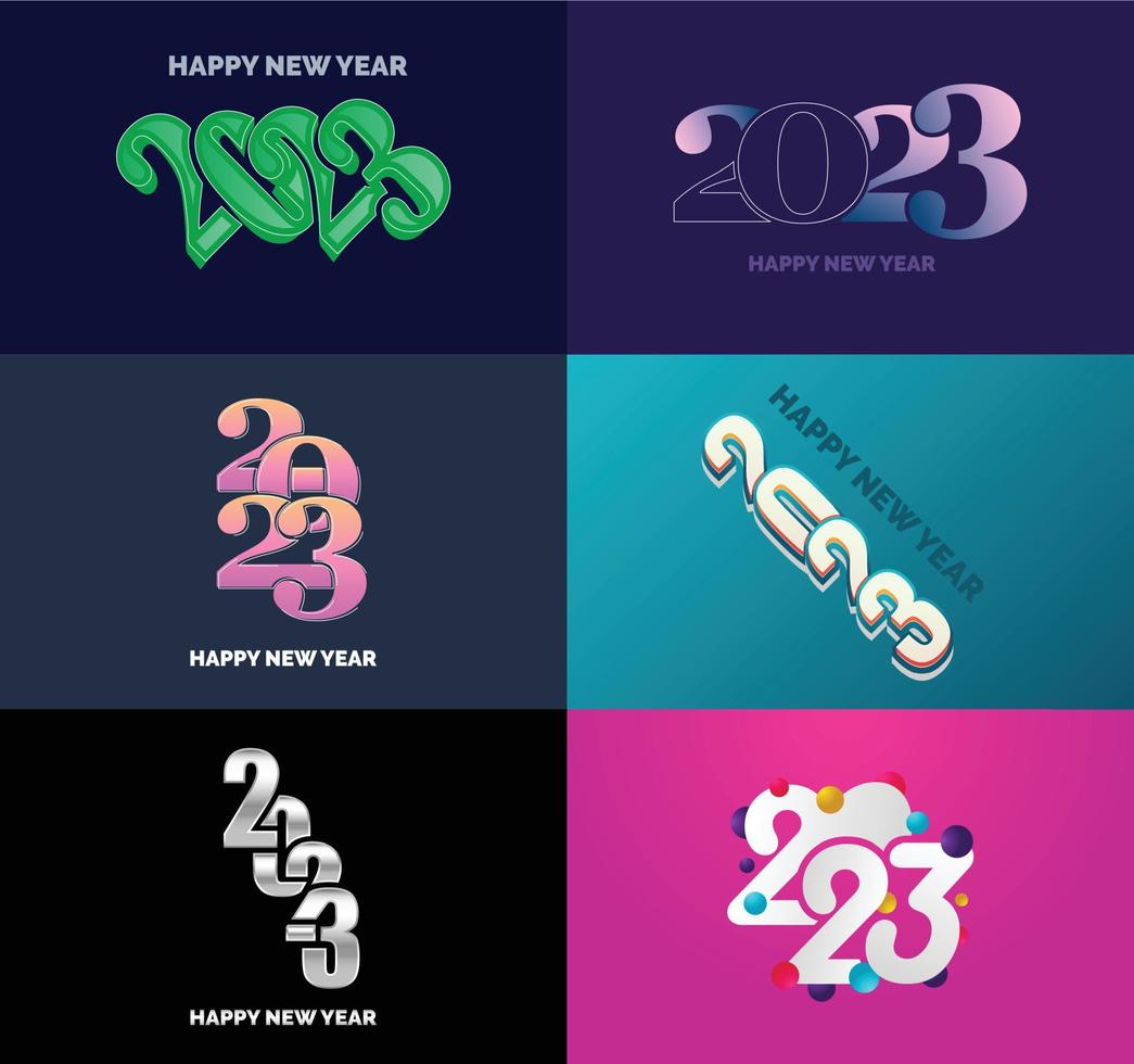 Big Collection of 2023 Happy New Year symbols Cover of business diary for 2023 with wishes vector