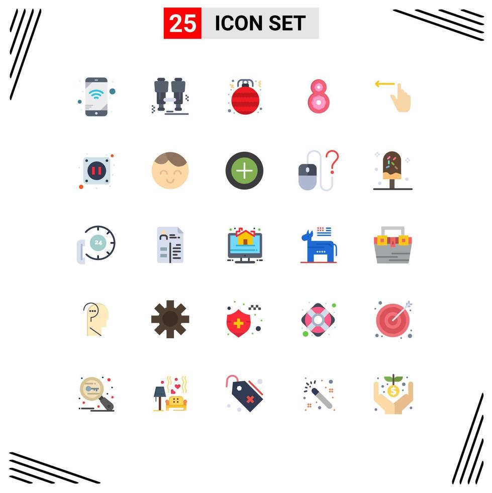 Stock Vector Icon Pack of 25 Line Signs and Symbols for left gestures bauble finger th Editable Vector Design Elements