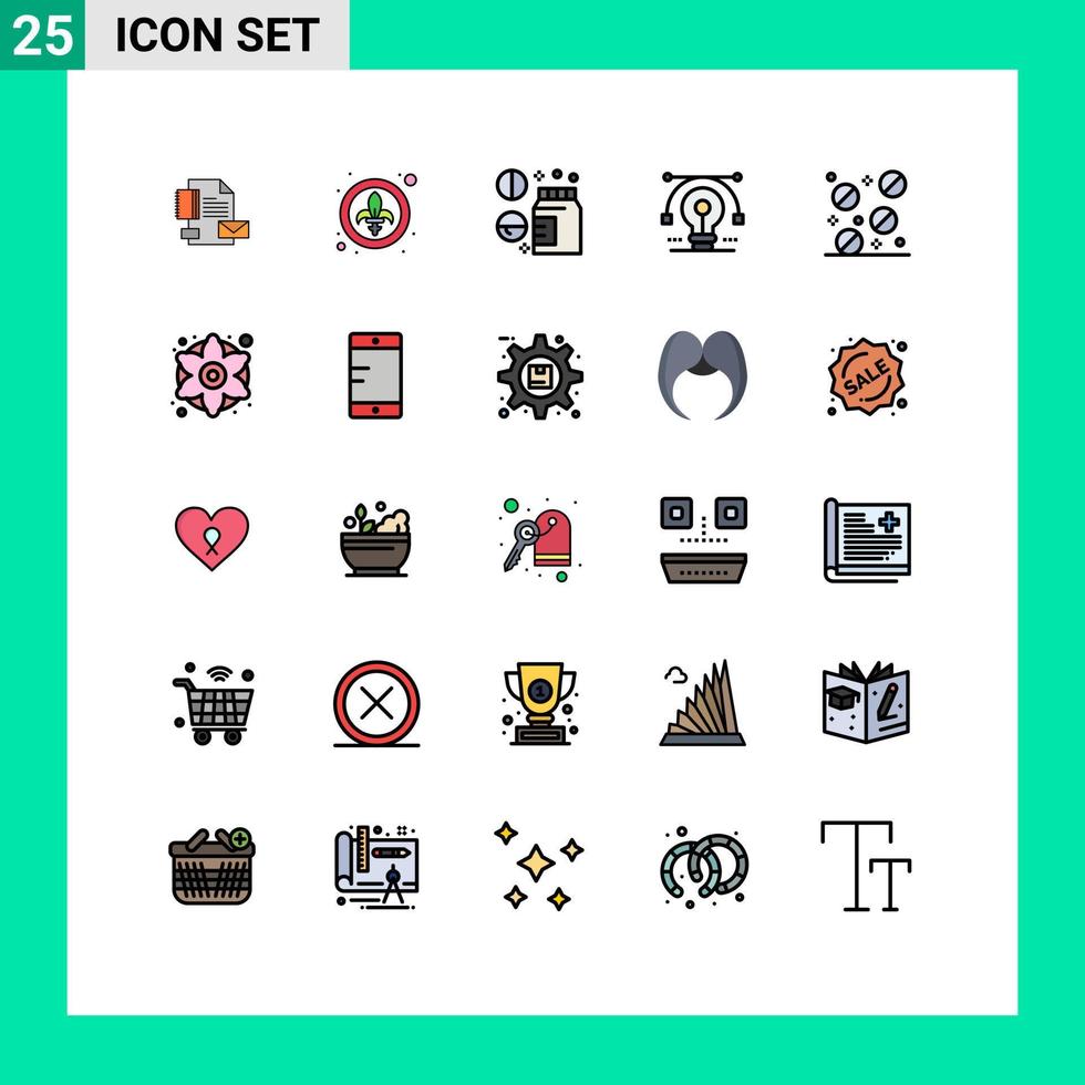 paquete de iconos vectoriales de stock de 25 signos y símbolos de línea para dibujar elementos de diseño vectorial editables de solución lys idea wellness vector