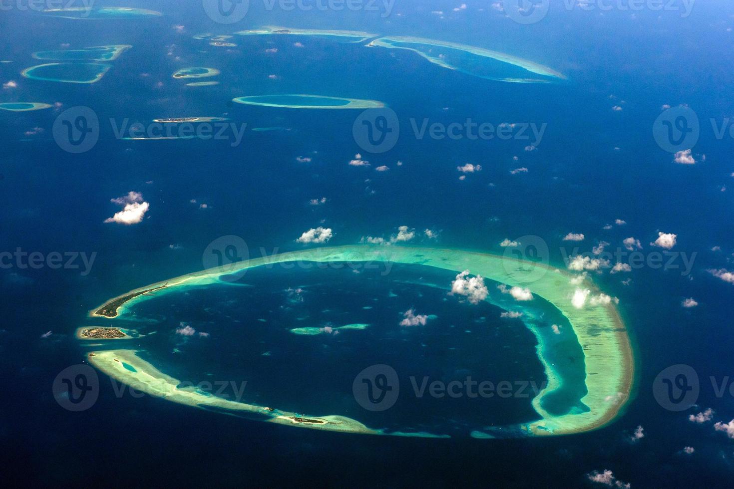 Maldives atoll aerial view panorama landscape photo