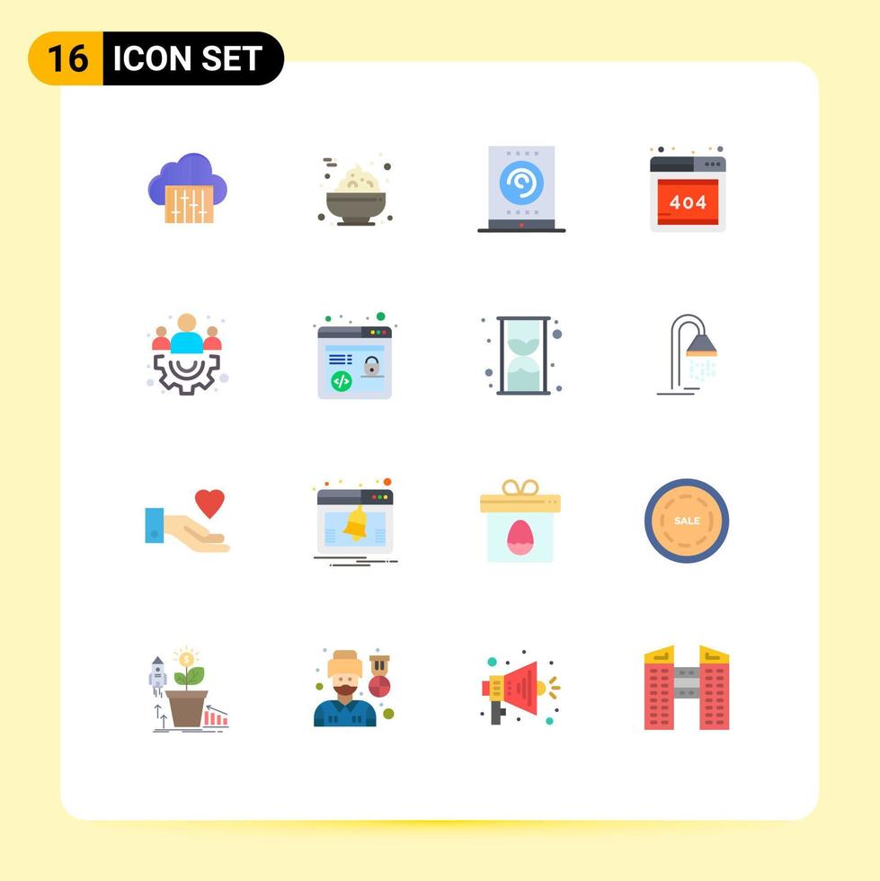 16 Universal Flat Color Signs Symbols of http management radio group error Editable Pack of Creative Vector Design Elements