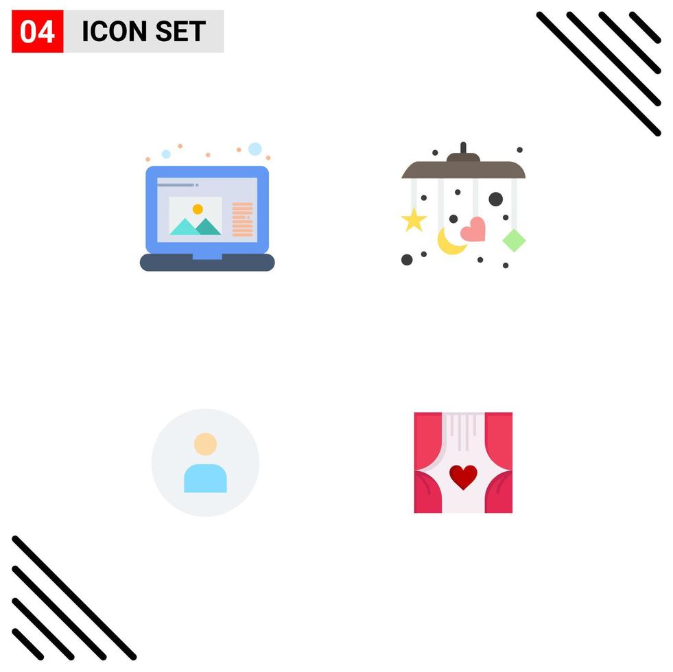 conjunto de 4 iconos modernos de la interfaz de usuario signos de símbolos para crear elementos de diseño vectorial editables de la habitación del hombre del bebé de la interfaz de usuario vector