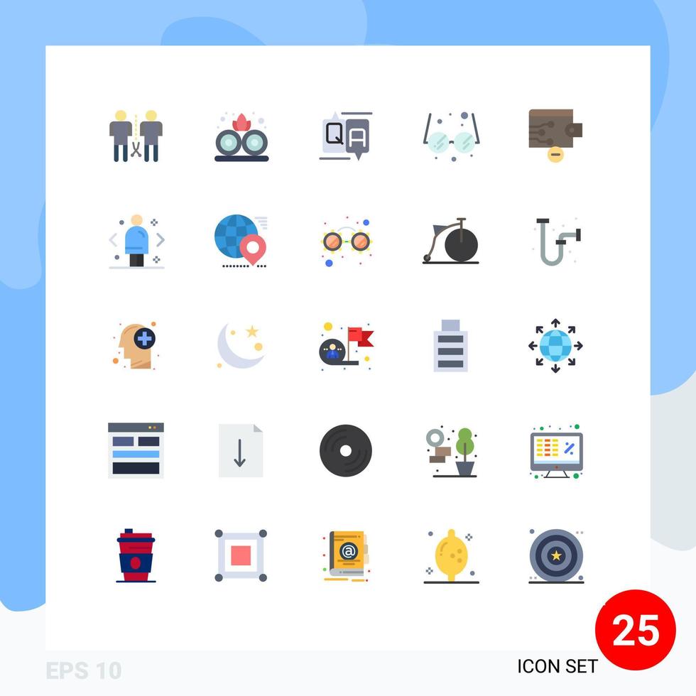 25 Thematic Vector Flat Colors and Editable Symbols of wallet finance chat education school Editable Vector Design Elements