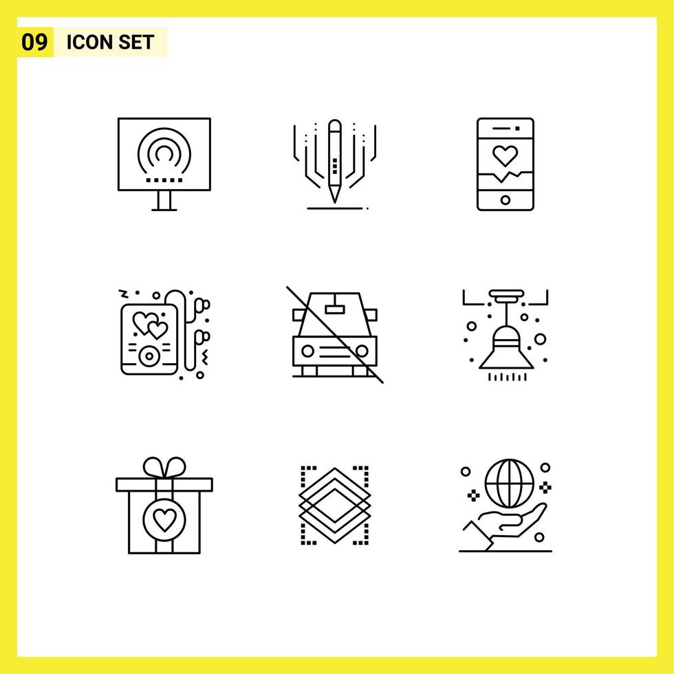 9 Outline concept for Websites Mobile and Apps disabled party education music sport Editable Vector Design Elements
