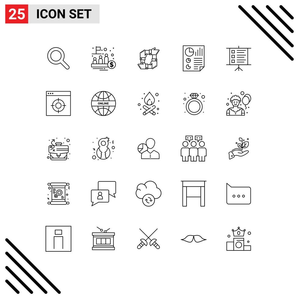 conjunto de 25 iconos de interfaz de usuario modernos signos de símbolos para barras de trabajo en equipo de datos de página elementos de diseño vectorial editables de asociación vector