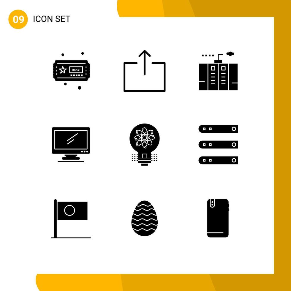 Set of 9 Modern UI Icons Symbols Signs for innovation pc energy imac monitor Editable Vector Design Elements