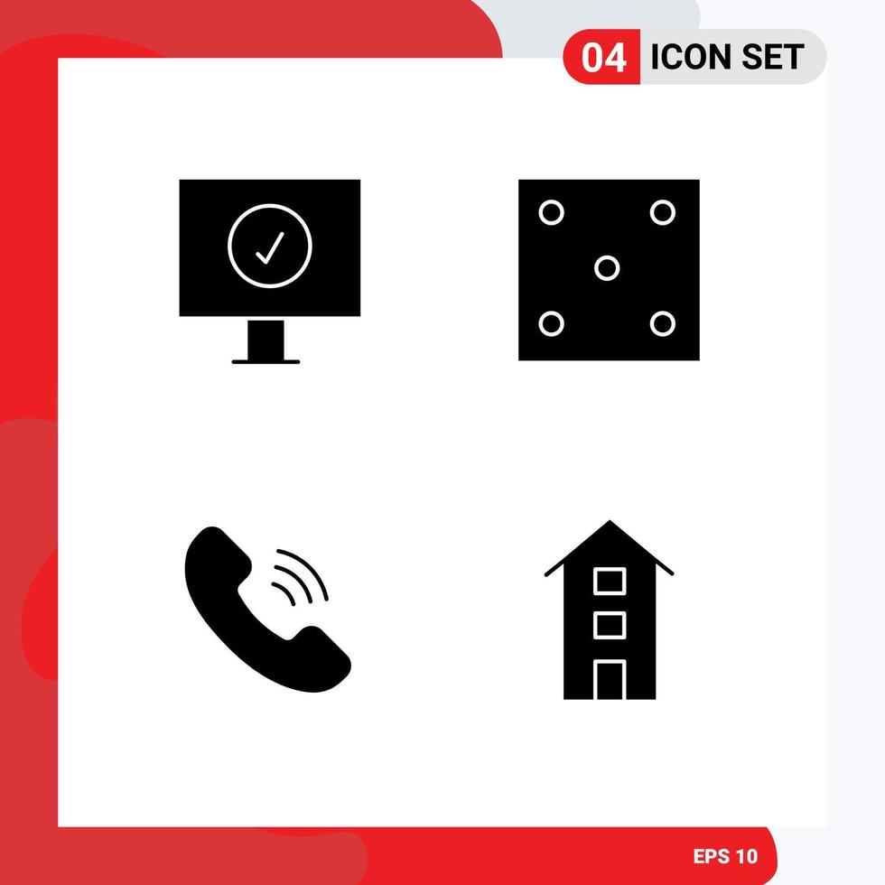 Modern Set of 4 Solid Glyphs and symbols such as antivirus phone dice sport house Editable Vector Design Elements