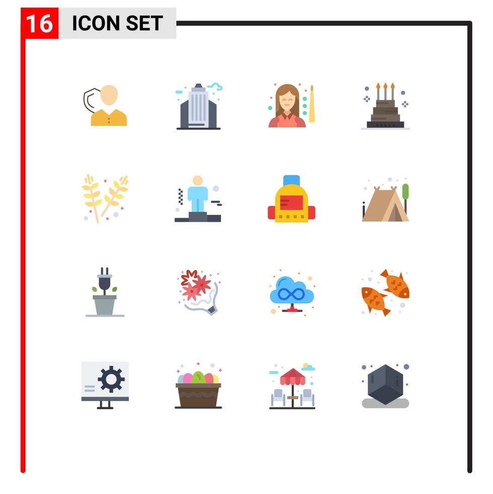 Group of 16 Modern Flat Colors Set for celebration women life snooker player Editable Pack of Creative Vector Design Elements