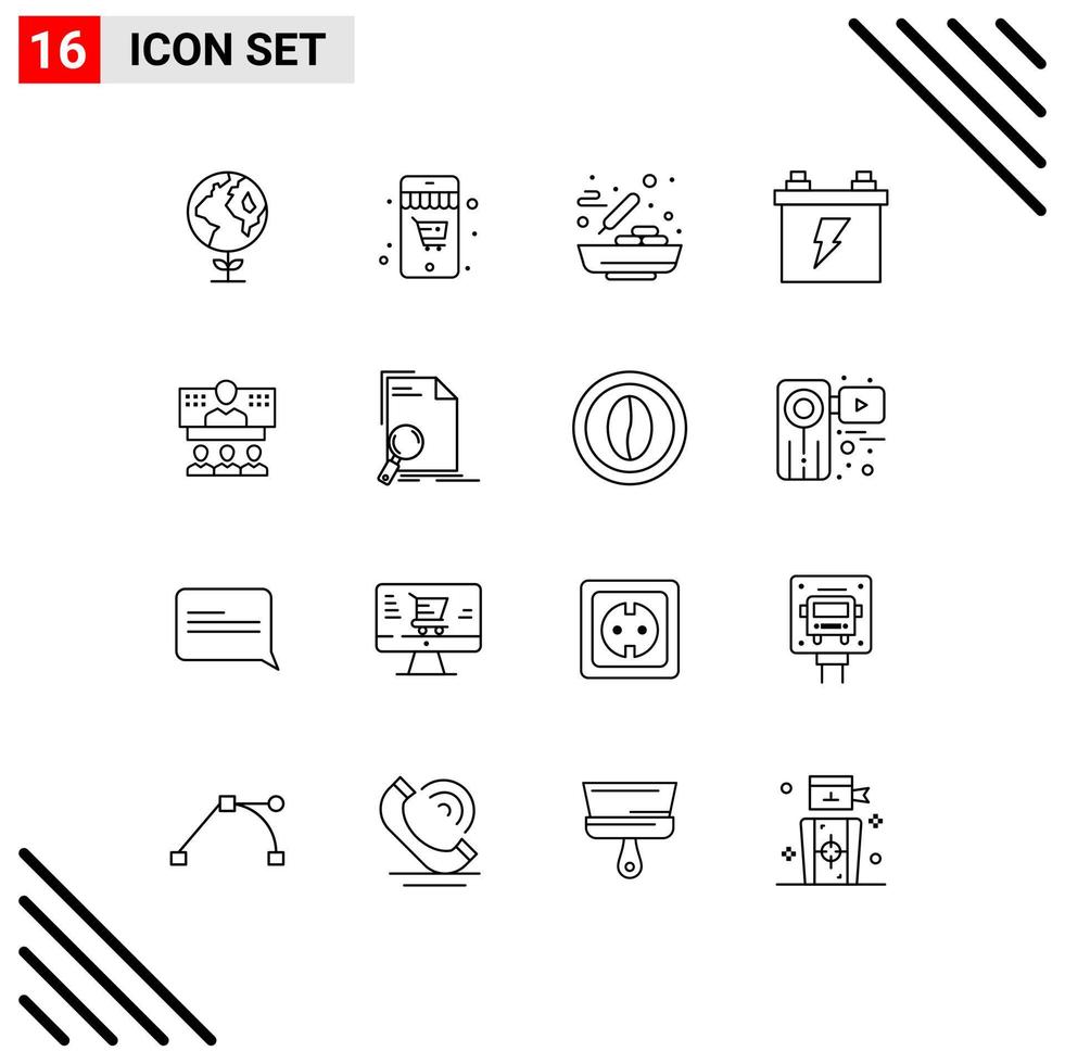 16 Outline concept for Websites Mobile and Apps connection business food conference electric Editable Vector Design Elements