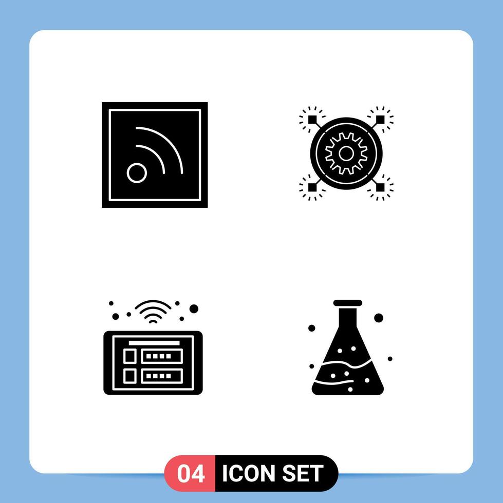 Modern Set of 4 Solid Glyphs and symbols such as feed control marketing pertinent smart Editable Vector Design Elements