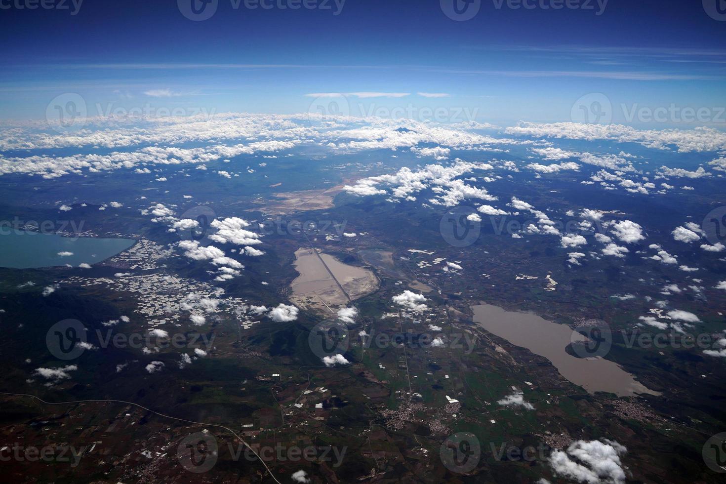 Lakes near Guadalajara jalisco aerial panorama landscape from airplane photo