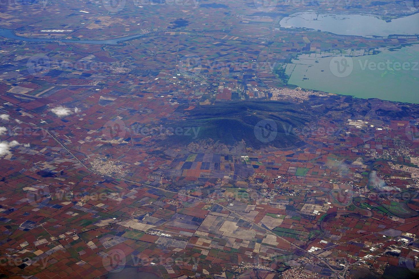 Lakes near Guadalajara jalisco aerial panorama landscape from airplane photo