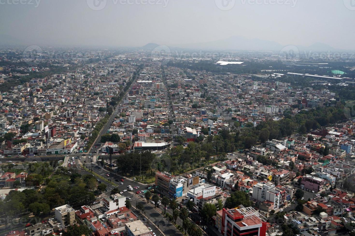 Mexico city aerial panorama landcape from airplane photo