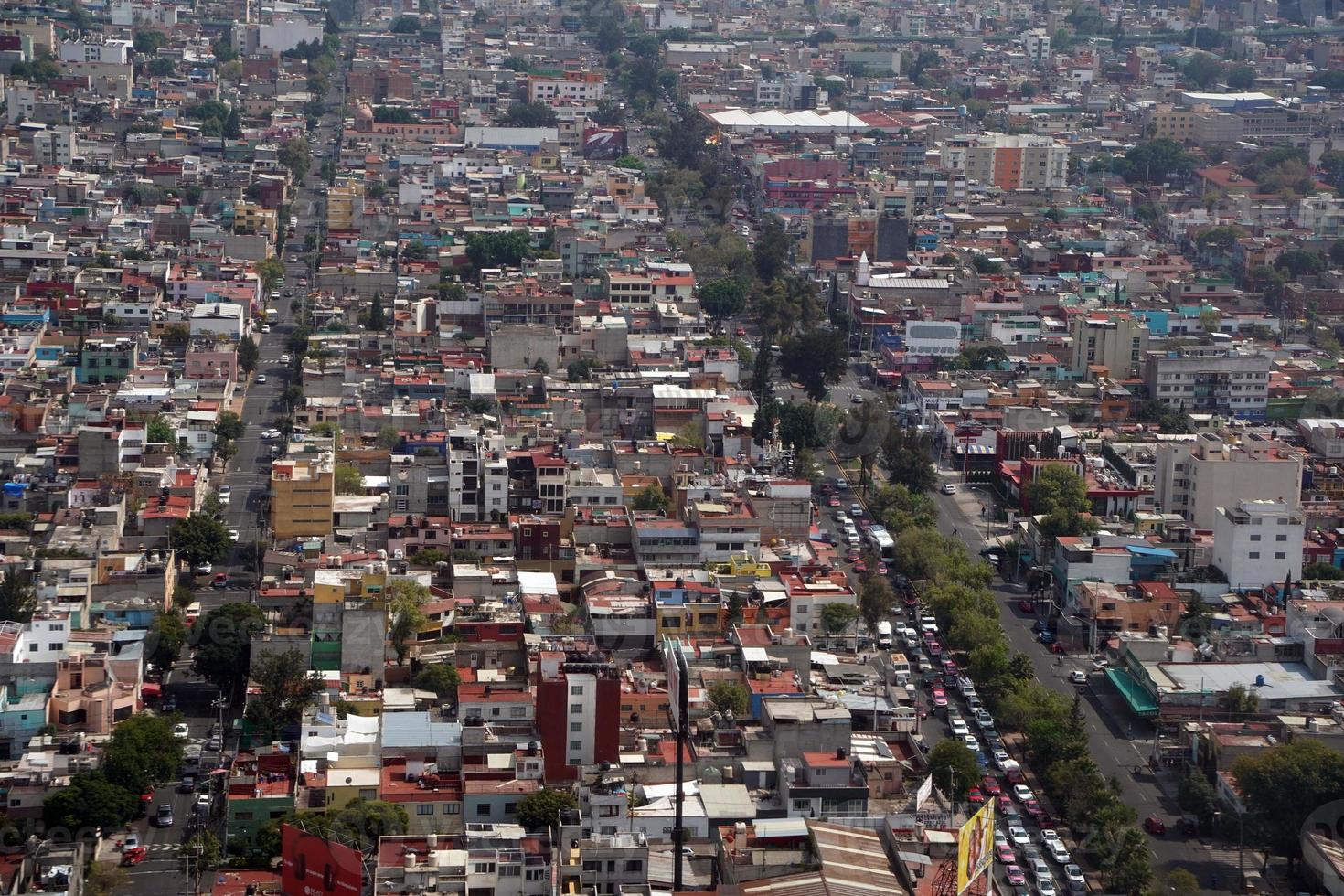 Mexico city aerial panorama landcape from airplane photo