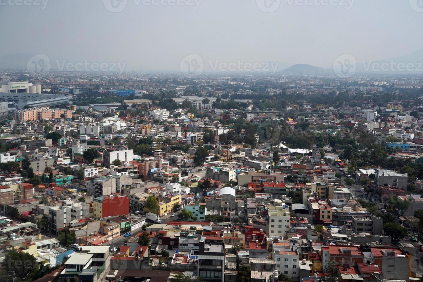 Mexico city aerial panorama landcape from airplane photo