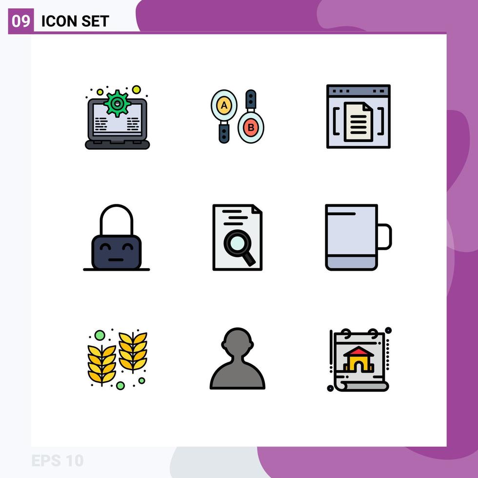 9 Thematic Vector Filledline Flat Colors and Editable Symbols of hr on archive lock interface Editable Vector Design Elements