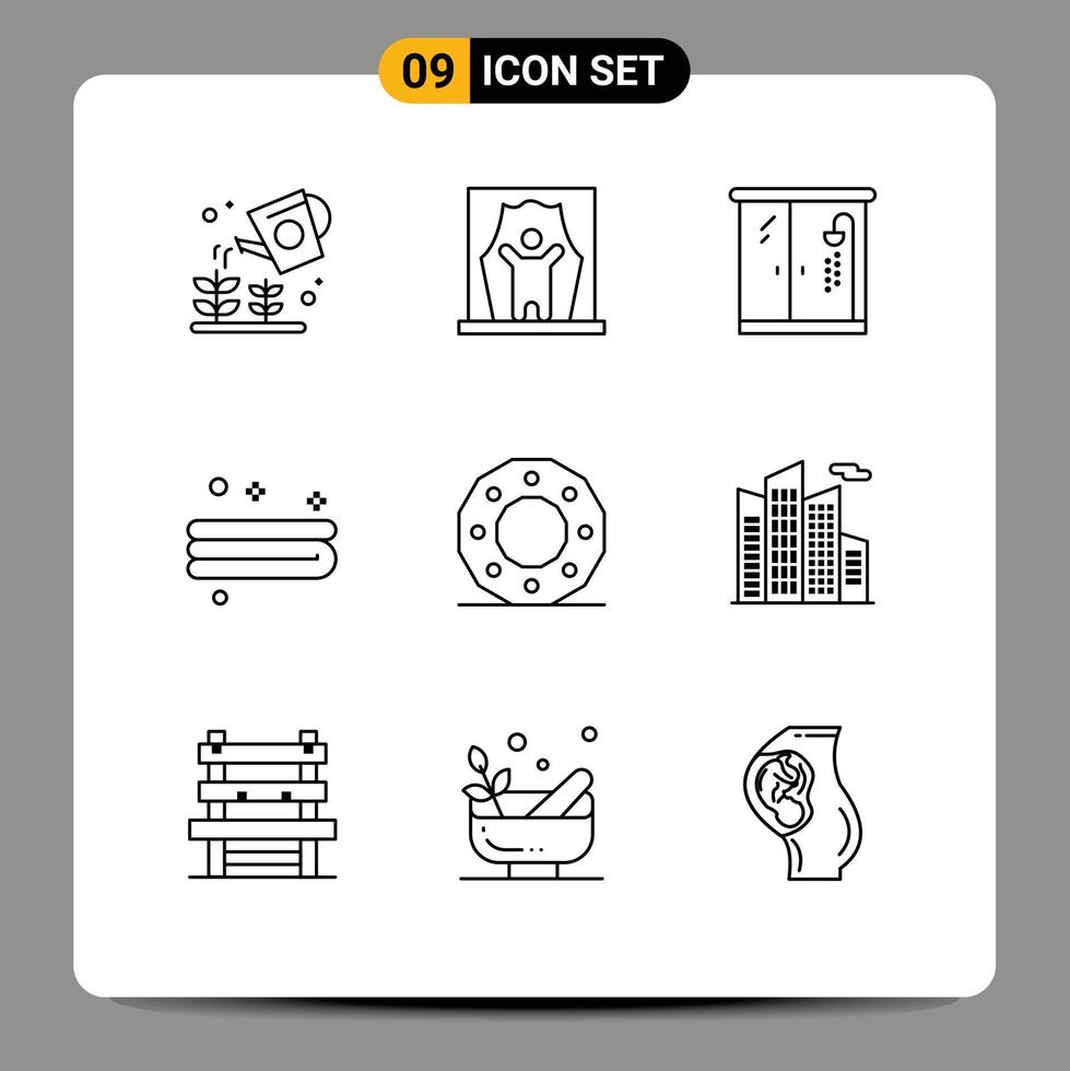 9 Thematic Vector Outlines and Editable Symbols of circle celebration professional artist towel clean Editable Vector Design Elements
