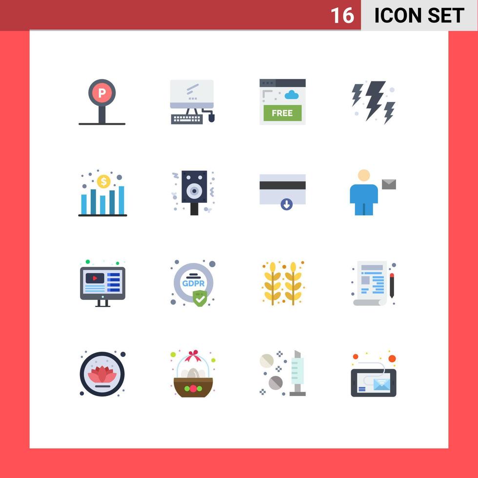 16 iconos creativos signos y símbolos modernos de energía meteorológica imac bolt internet paquete editable de elementos creativos de diseño de vectores