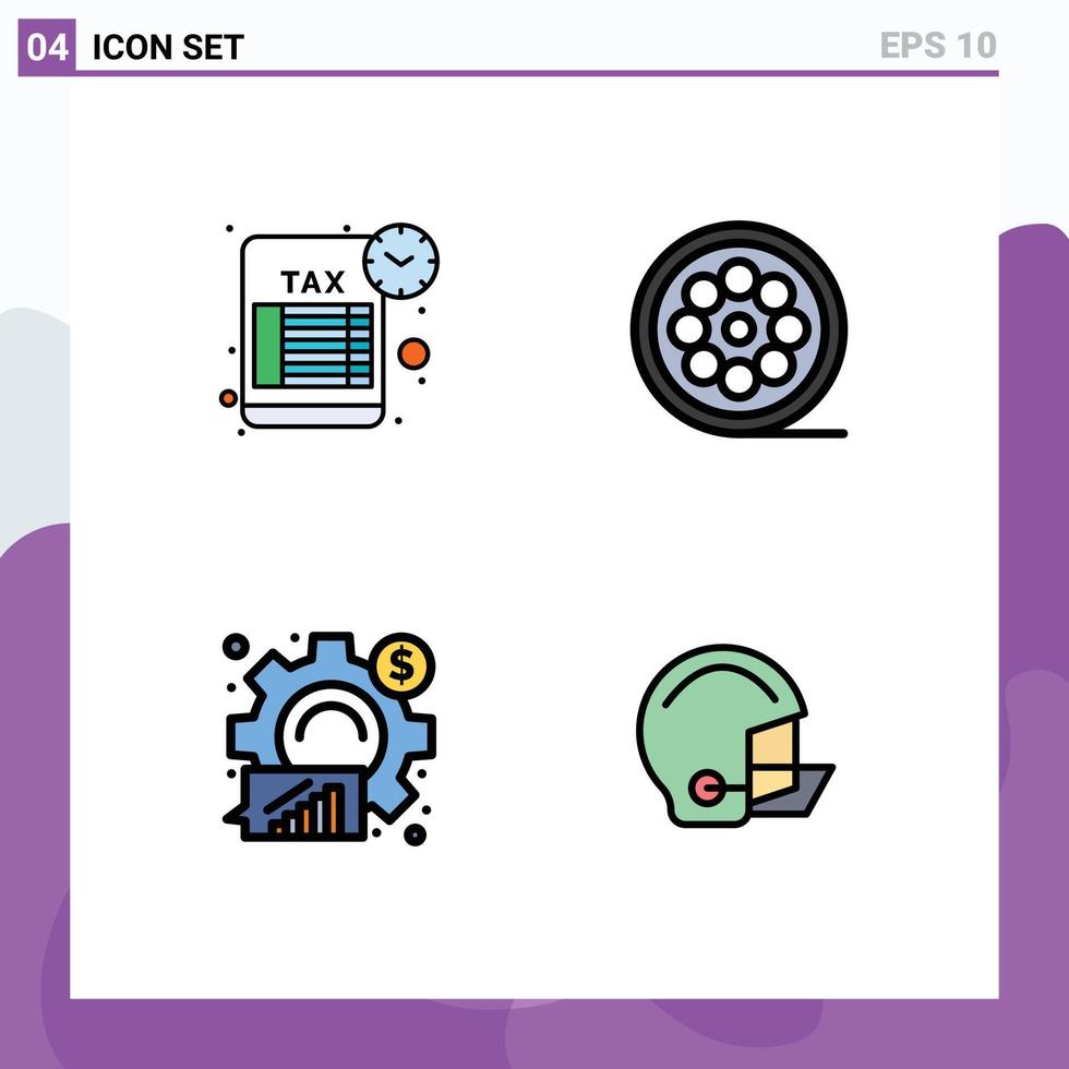4 Creative Icons Modern Signs and Symbols of reminder analytics tax return movie graph Editable Vector Design Elements