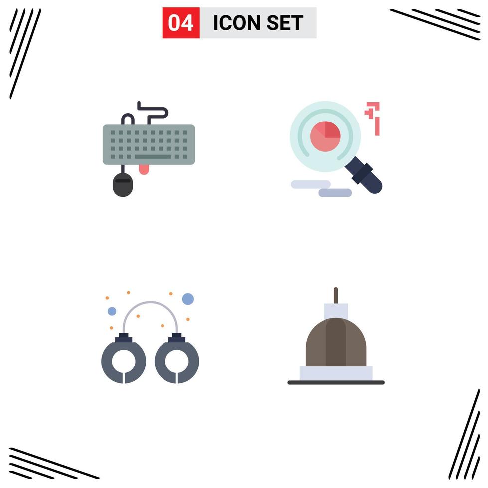 4 Flat Icon concept for Websites Mobile and Apps device handcuffs mouse faind arrest Editable Vector Design Elements